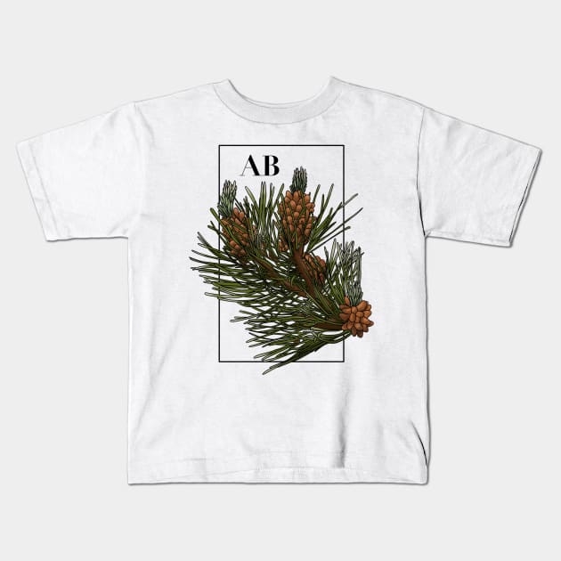 Alberta - Lodgepole Pine Kids T-Shirt by Mystic Design Studio